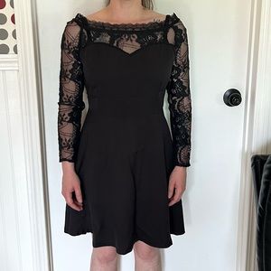 NWT Hayden black lace long sleeve bustier flared dress Size S/M (see size pics)